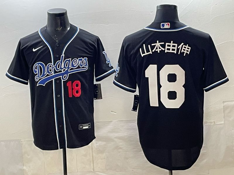 Men 2025 Los Angeles Dodgers #18 Yamamoto Black Game Nike MLB Jersey 02